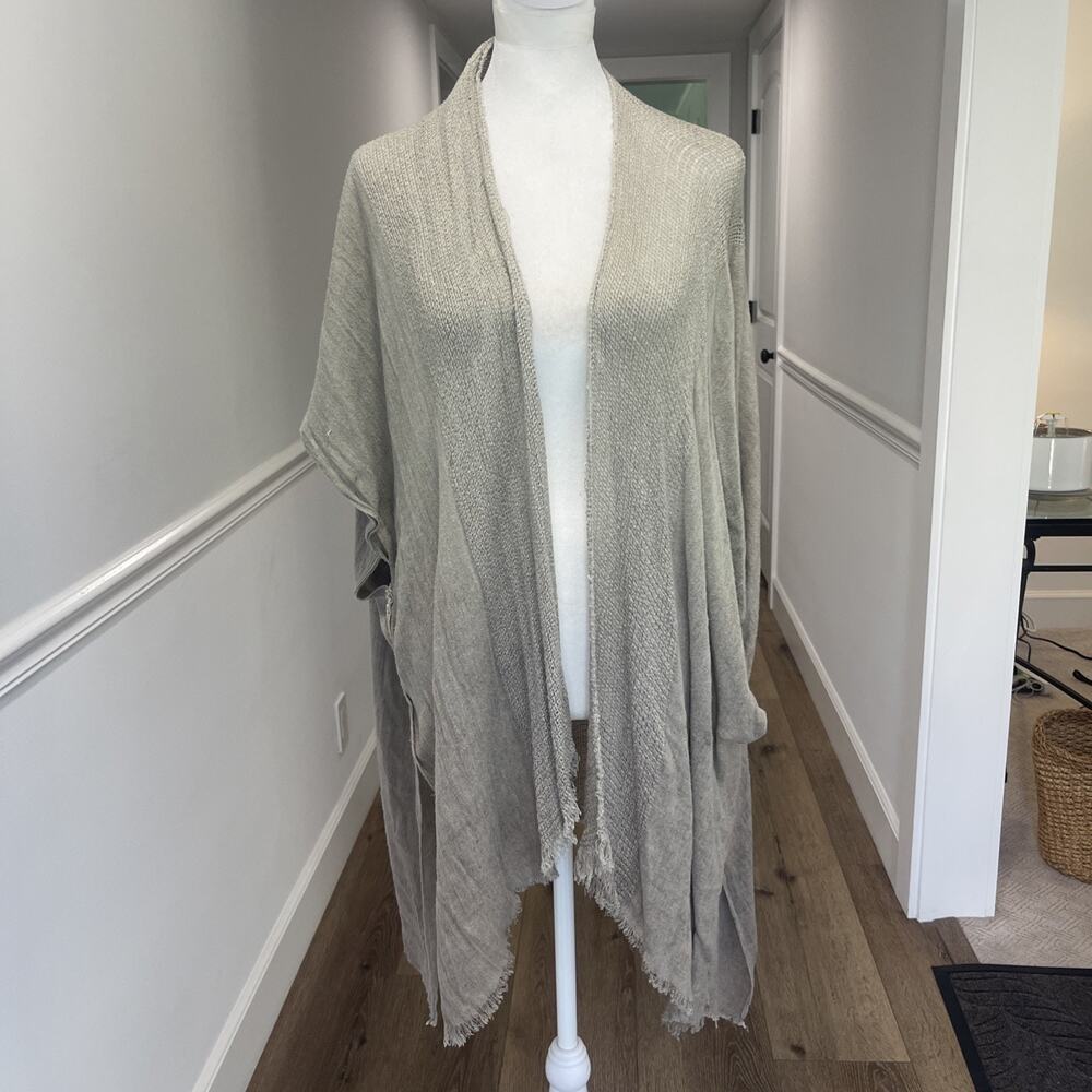 Free People Earthy Washed Kimono Cardigan Cover-up Stone Grey One Size FLAWS